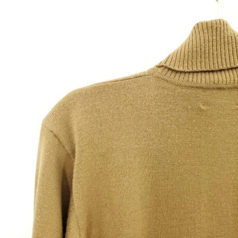Pendleton 100% Wool Rib-Panel Turtleneck Sweater XL Tan/Camel
